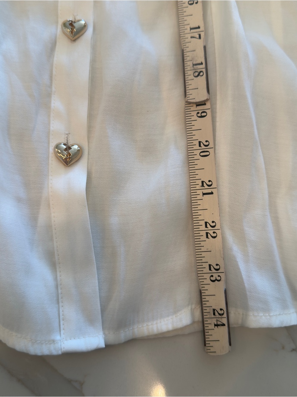 The Label Edition Ezra Ruffle Shirt Off-White Cream Heart Buttons XS Excellent - Picture 13 of 13